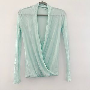 Aqua sheer Surplice top xS